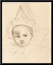 Marguerite-Paulet-michel-en-pierrot-portrait-esquisse