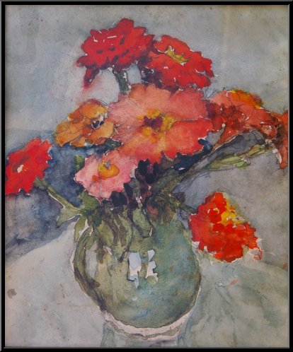 Marguerite-Paulet-Bouquet de zinnias