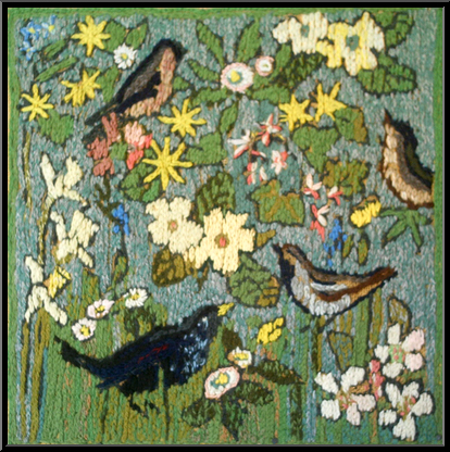 Marguerite-Paulet-Fleurs et oiseaux, tapisserie