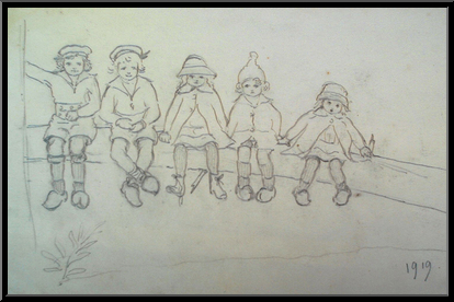 Marguerite-Paulet-croquis-d-une-file-d-enfants