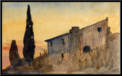 Marguerite-Paulet-maison-et-cypres-au-couchant