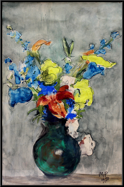 Marguerite-Paulet-Bouquet rouge, jaune, bleu