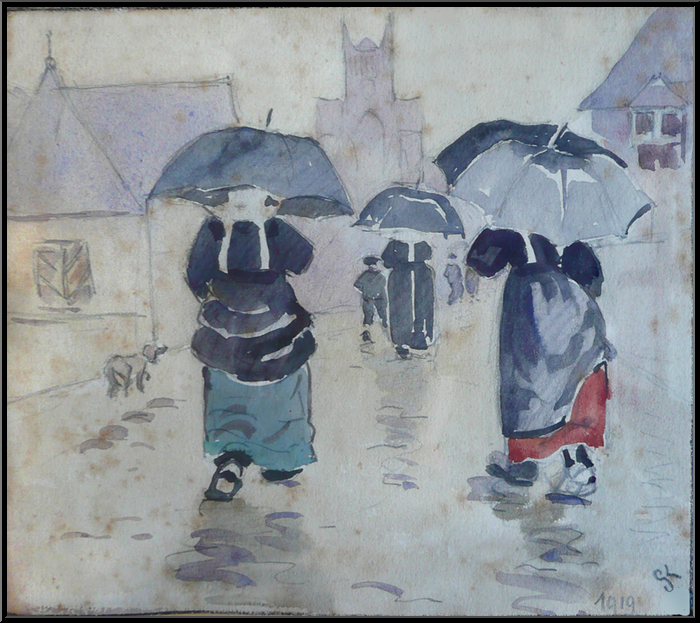 Marguerite-Paulet-Quimperloises sous la pluie