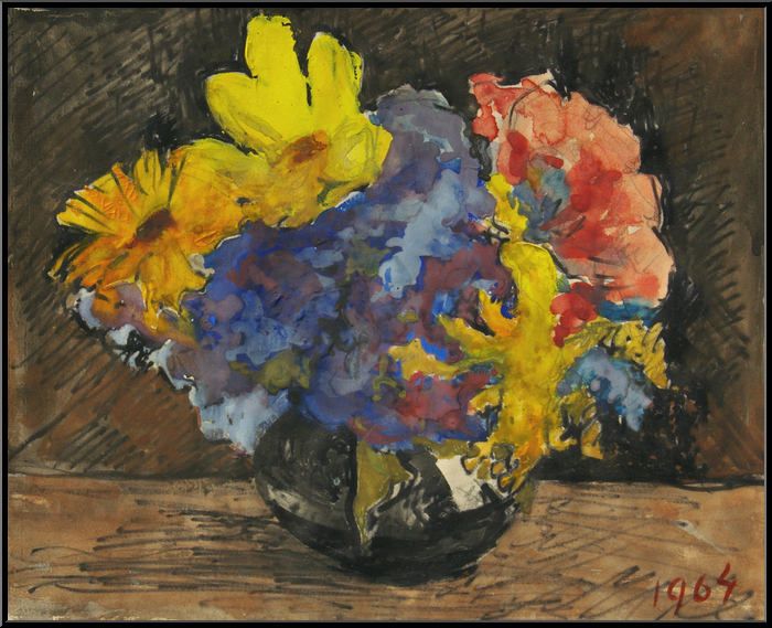 Marguerite-Paulet-Bouquet jaune et bleu