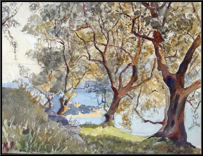 Marguerite-Paulet-La mer  travers des arbres